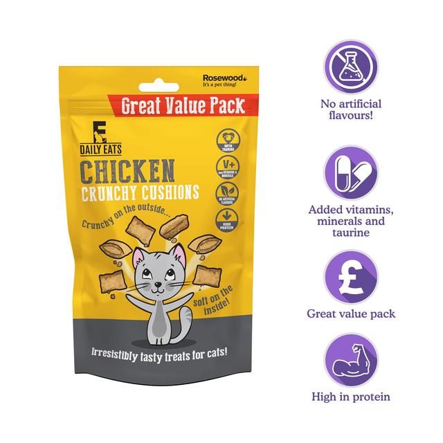 Rosewood Crunchy Chicken Cat Cushions Value Pack   200g
