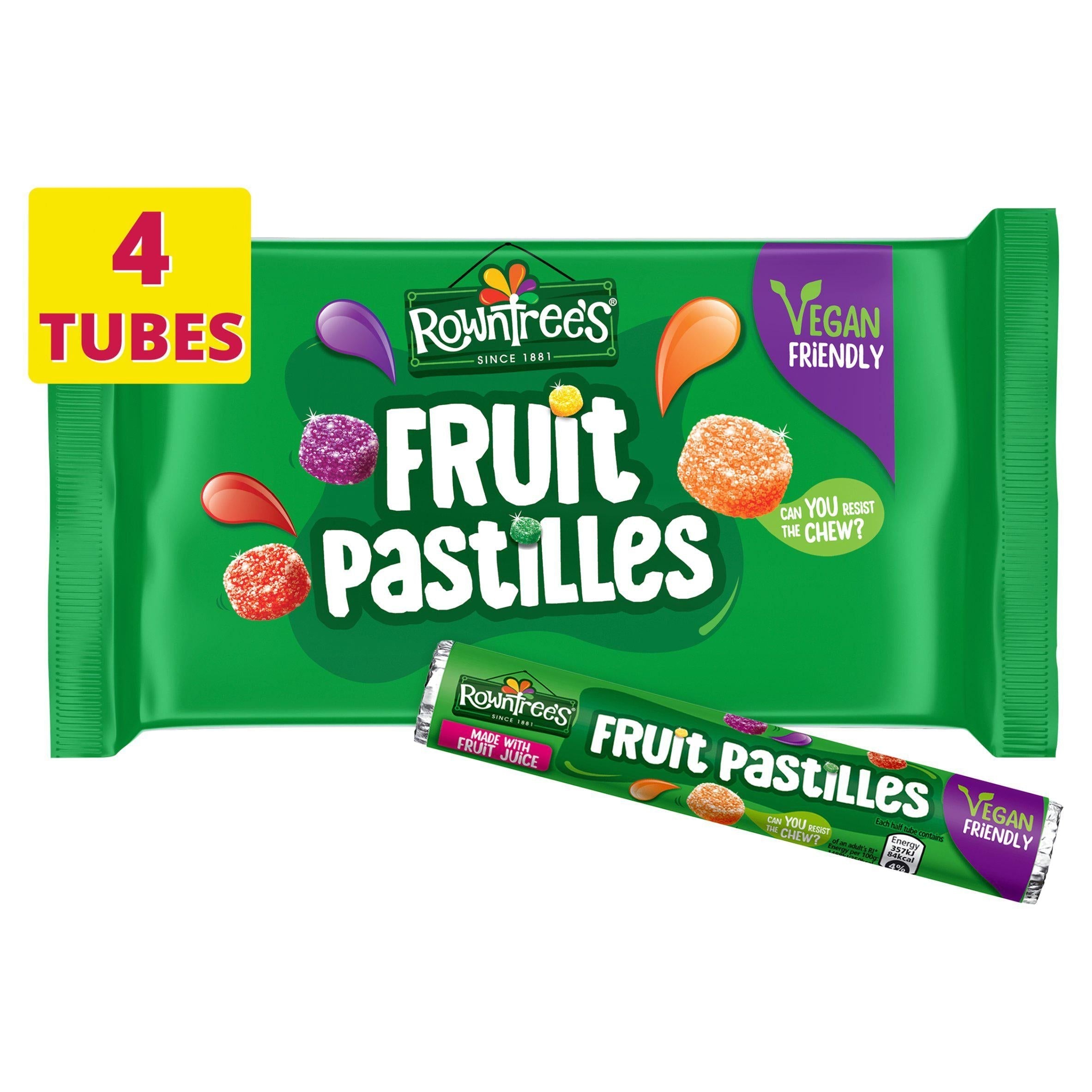 Rowntree&amp;rsquo;s Fruit Pastilles Sweets Tube Multipack 4x41g