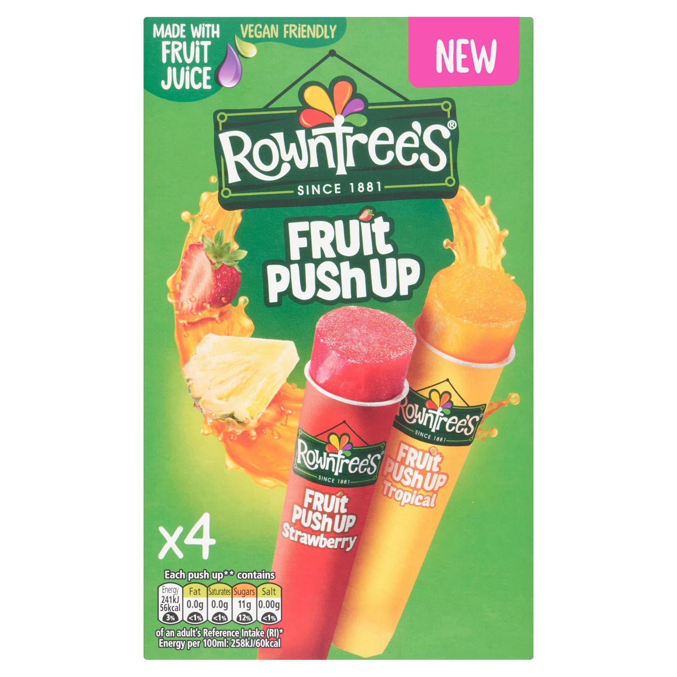 Rowntree's Fruit Push Up Strawberry &amp;amp; Tropical 4x90ml