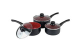 Russell Hobbs Red Stone Aluminium 3 Piece Pan Set - Black