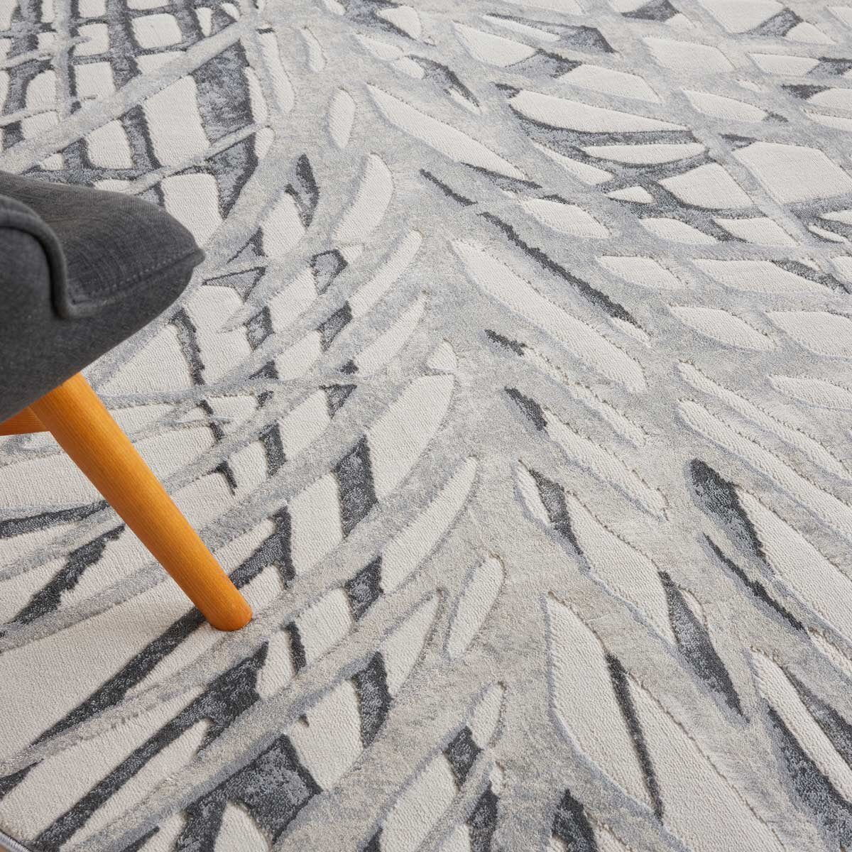 Rustic Textures Ivory &amp;amp; Grey Circle Rug, 160 cm