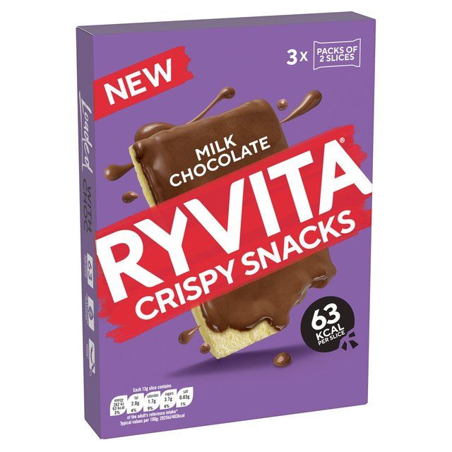 Ryvita Crispy Snacks Milk Chocolate Snack Packs   3 x 26g