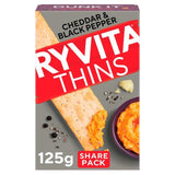 Ryvita Thins Cheddar &amp;amp; Black Pepper Flatbread Crackers   125g