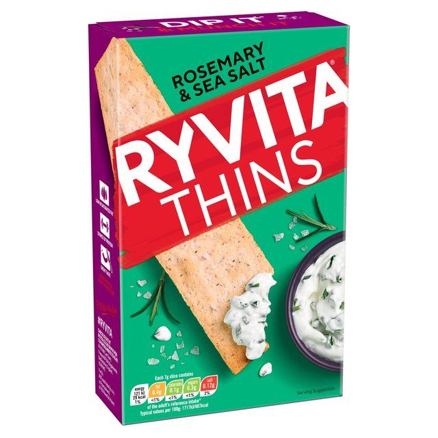 Ryvita Thins Rosemary &amp;amp; Sea Salt Flatbread Crackers   125g