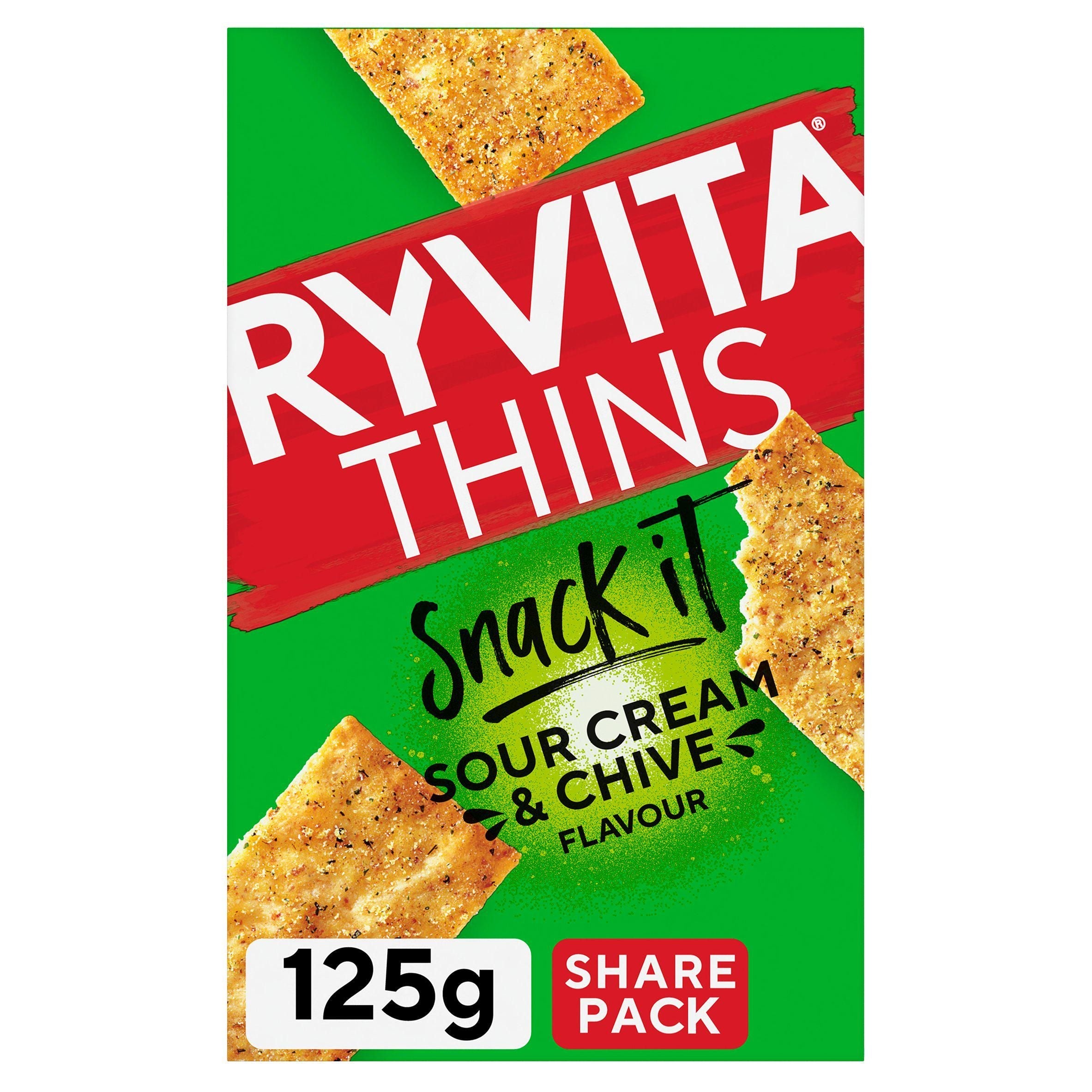 Ryvita Thins Snack It Sour Cream &amp;amp; Chive Flatbread Snacks 125g