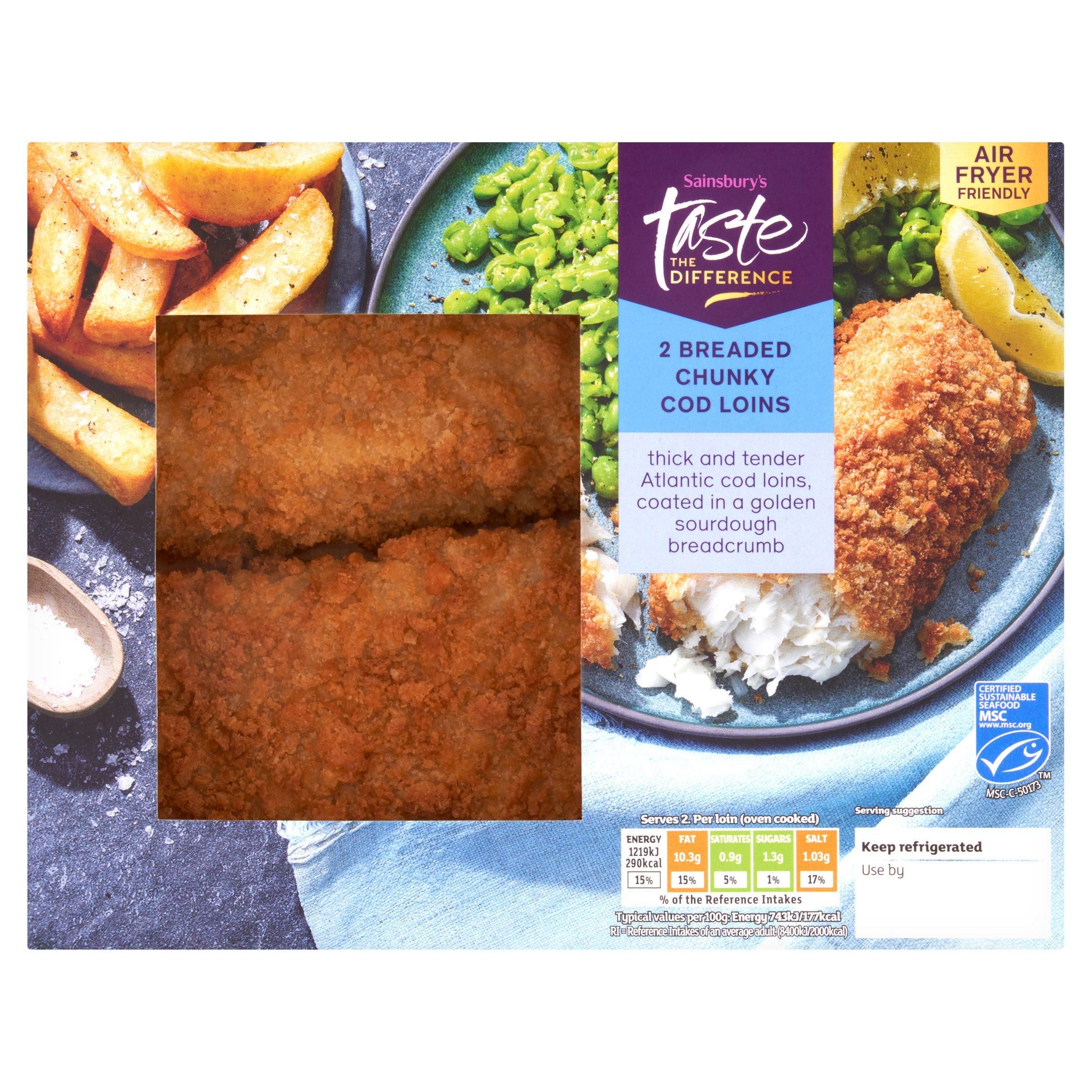 Sainsbury&amp;rsquo;s Breaded Chunky MSC Cod Loins, Taste the Difference x2 350g