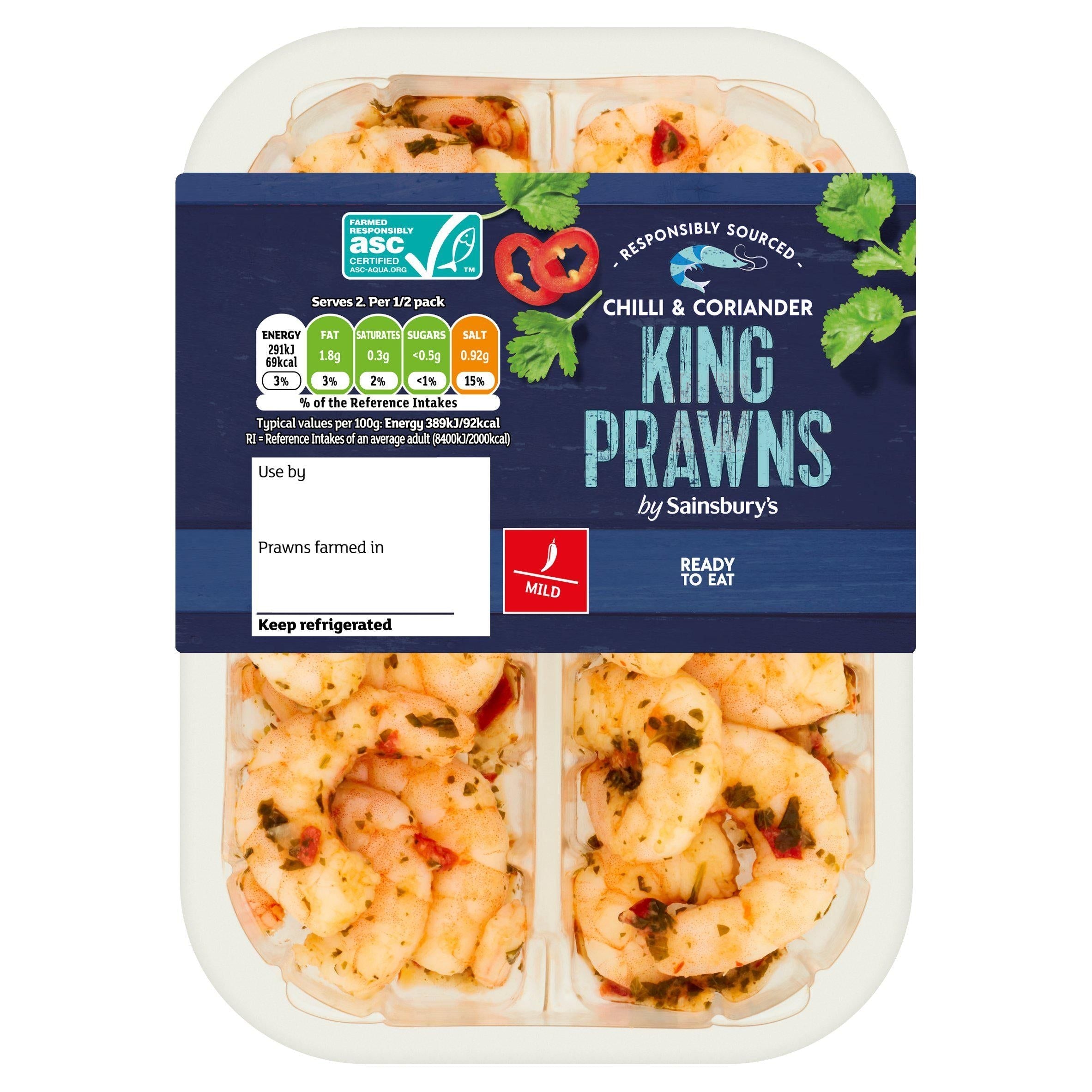 Sainsbury's Chilli &amp;amp; Coriander King Prawns ASC 150g