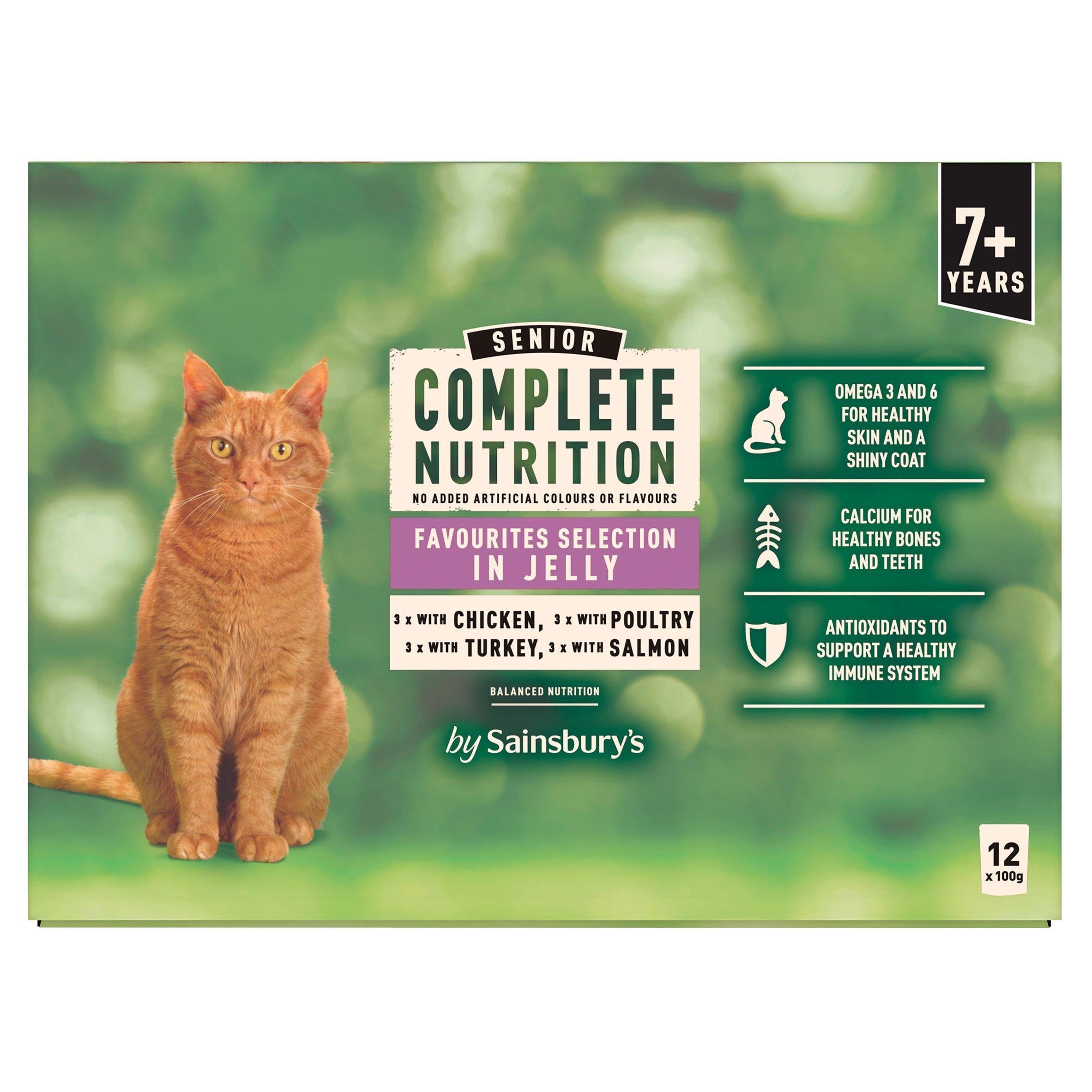 Sainsbury's Complete Nutrition 7+ Senior Cat Food Meat &amp;amp; Fish Selection in Jelly 12x100g