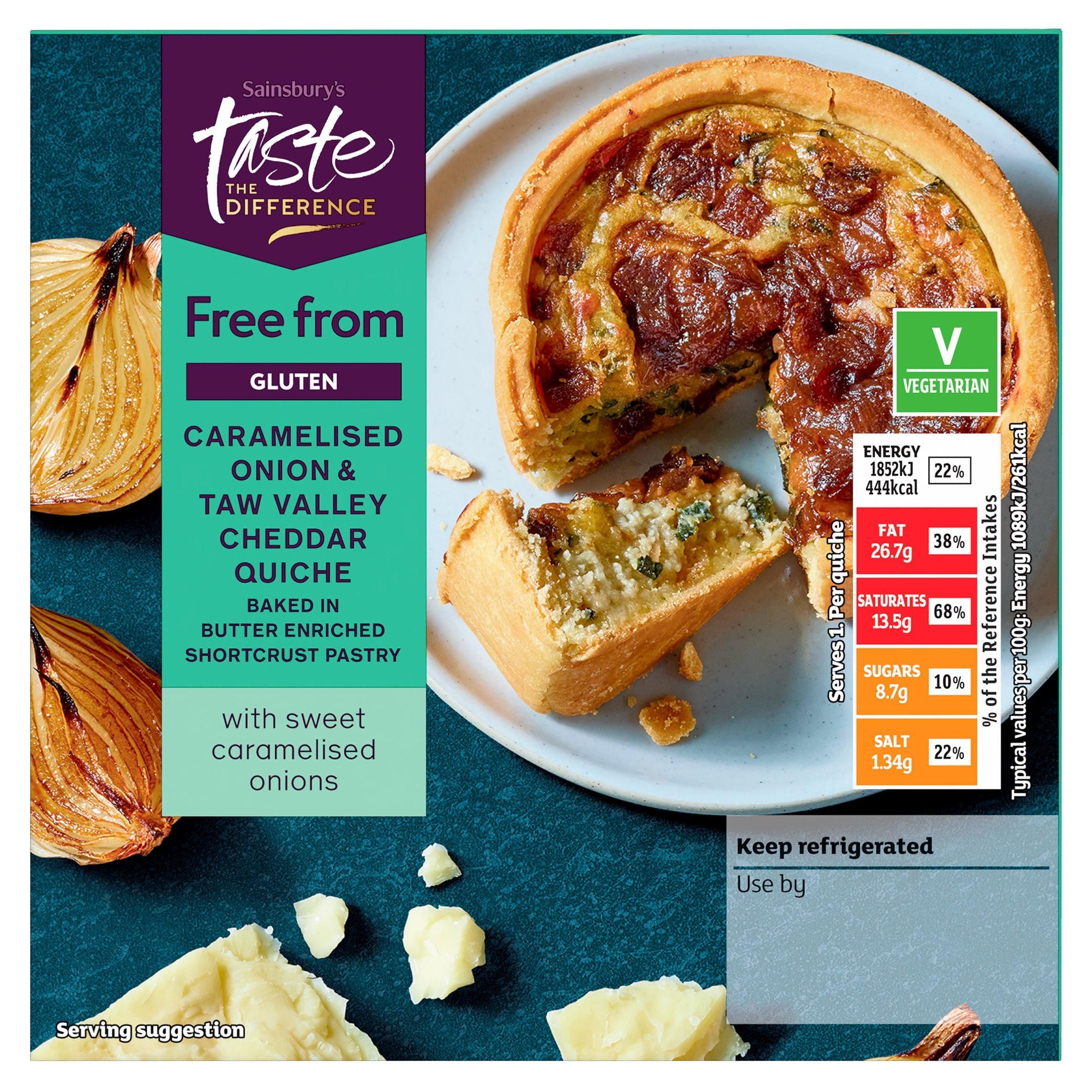 Sainsbury's Free From Caramelised Onion &amp;amp; Taw Valley Cheddar Quiche, Taste the Difference 170g