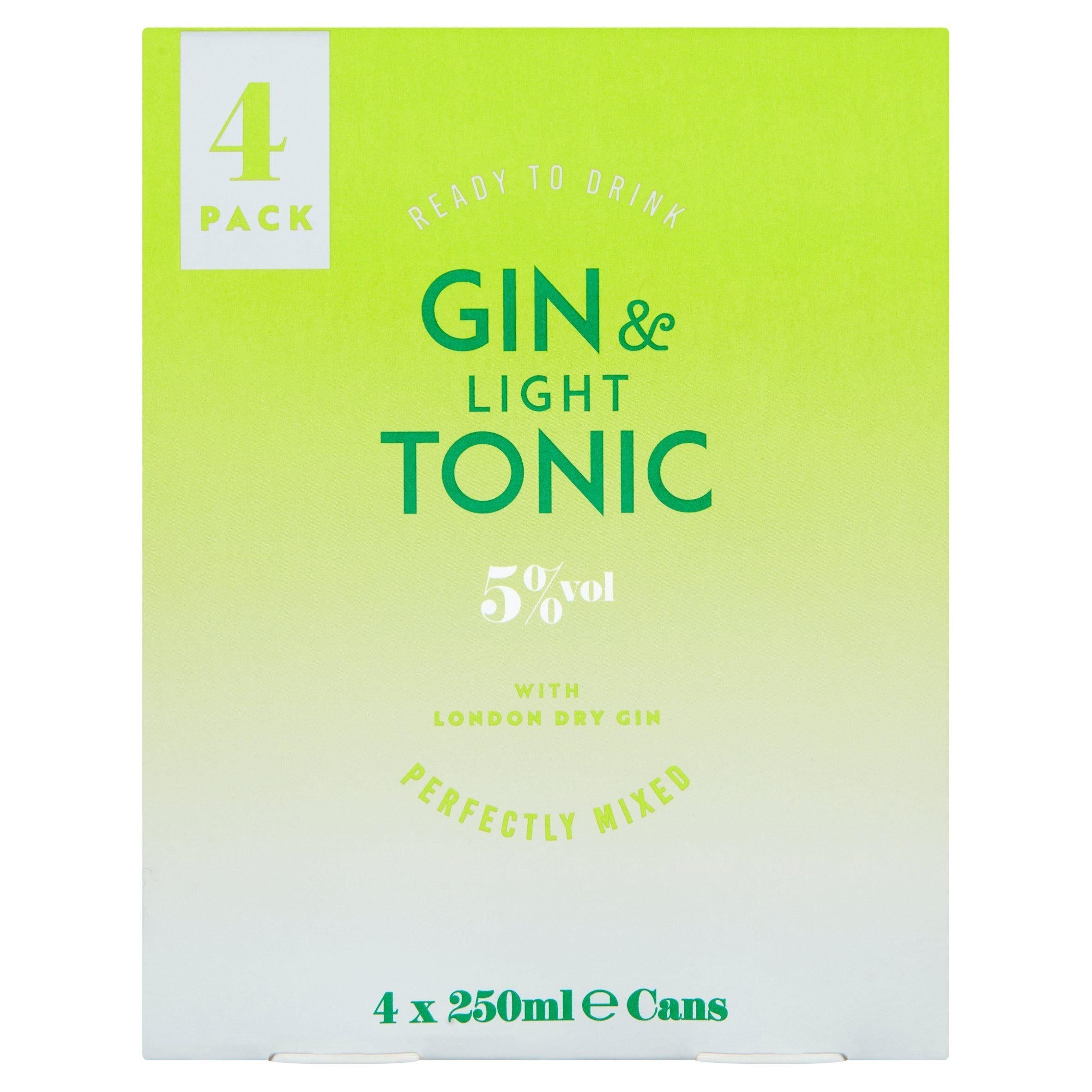Sainsbury's Gin &amp;amp; Diet Tonic 4x250ml