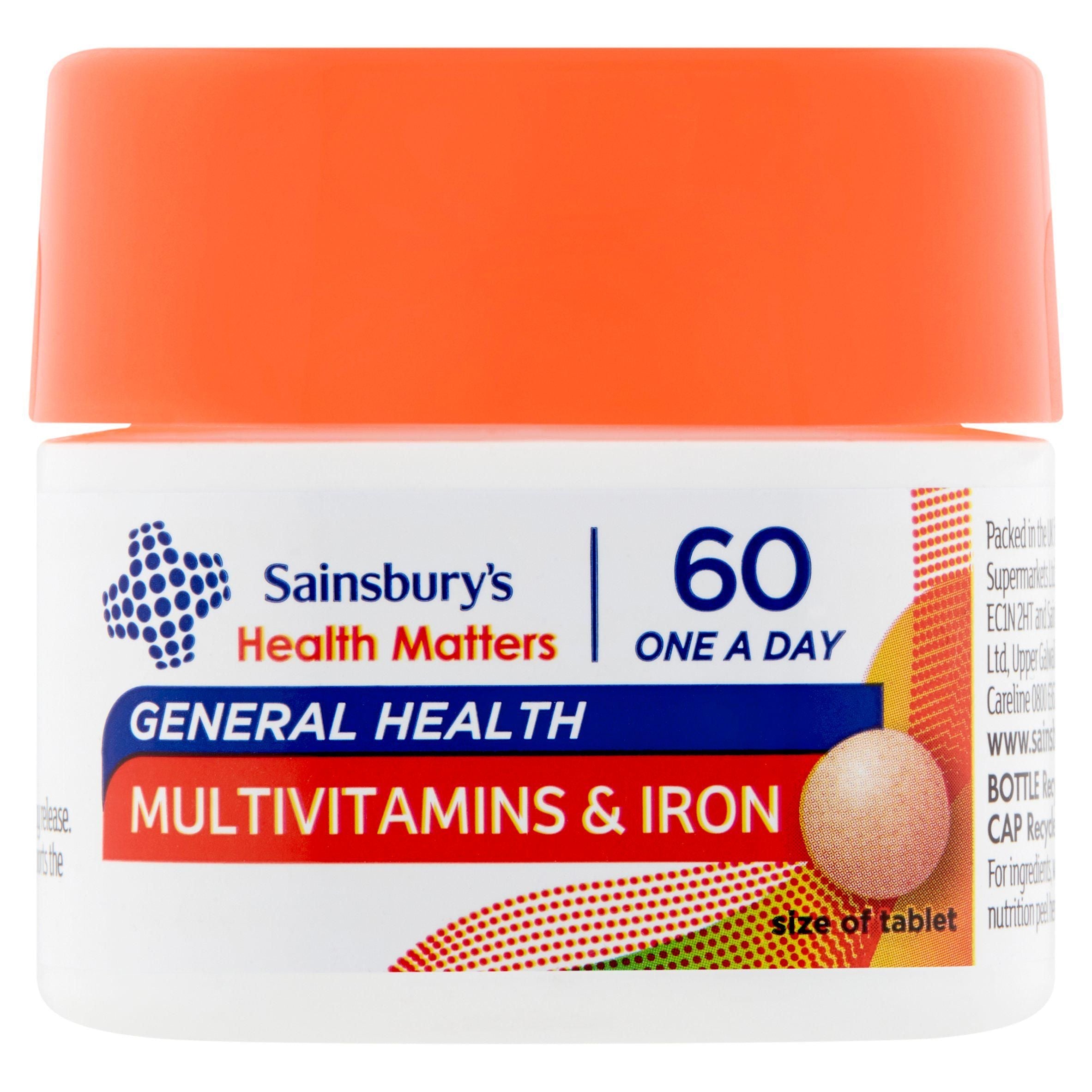 Sainsbury's Health Multivitamins &amp;amp; Iron Tablets 1 a Day x60