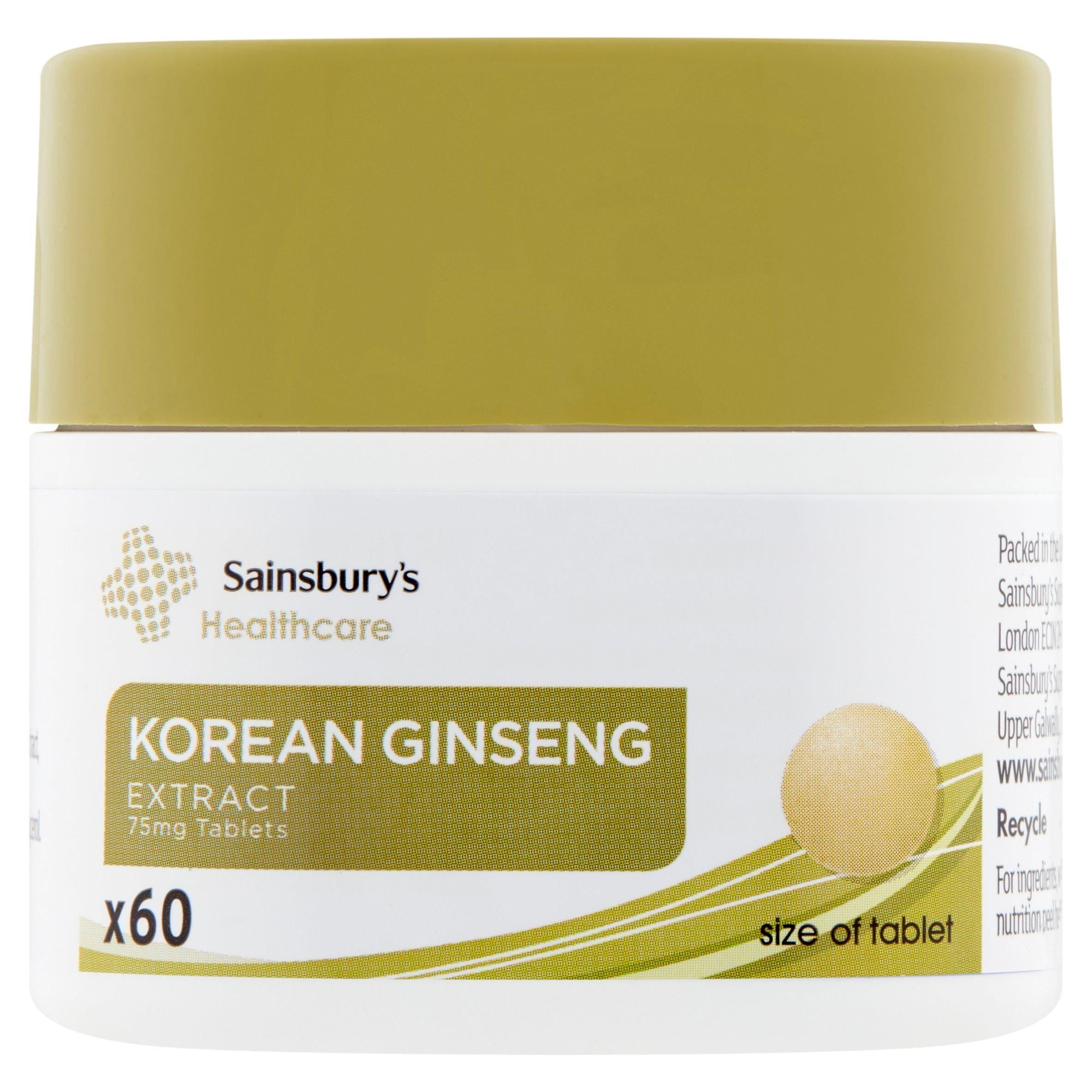 Sainsbury's Healthcare Korean Ginseng Extract Tablets x60 75mg