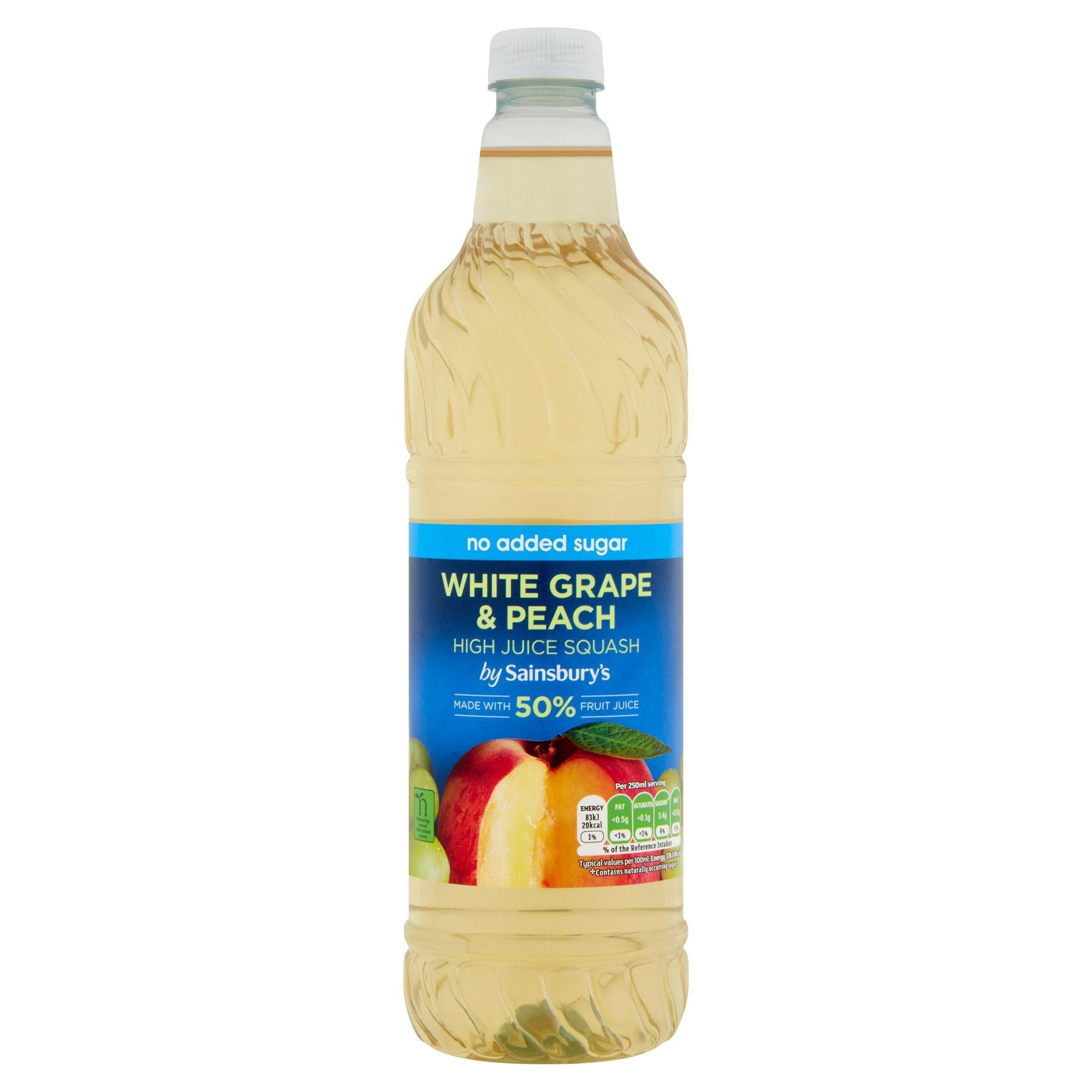 Sainsbury's High Juice Squash White Grape &amp;amp; Peach, No added Sugar 1L