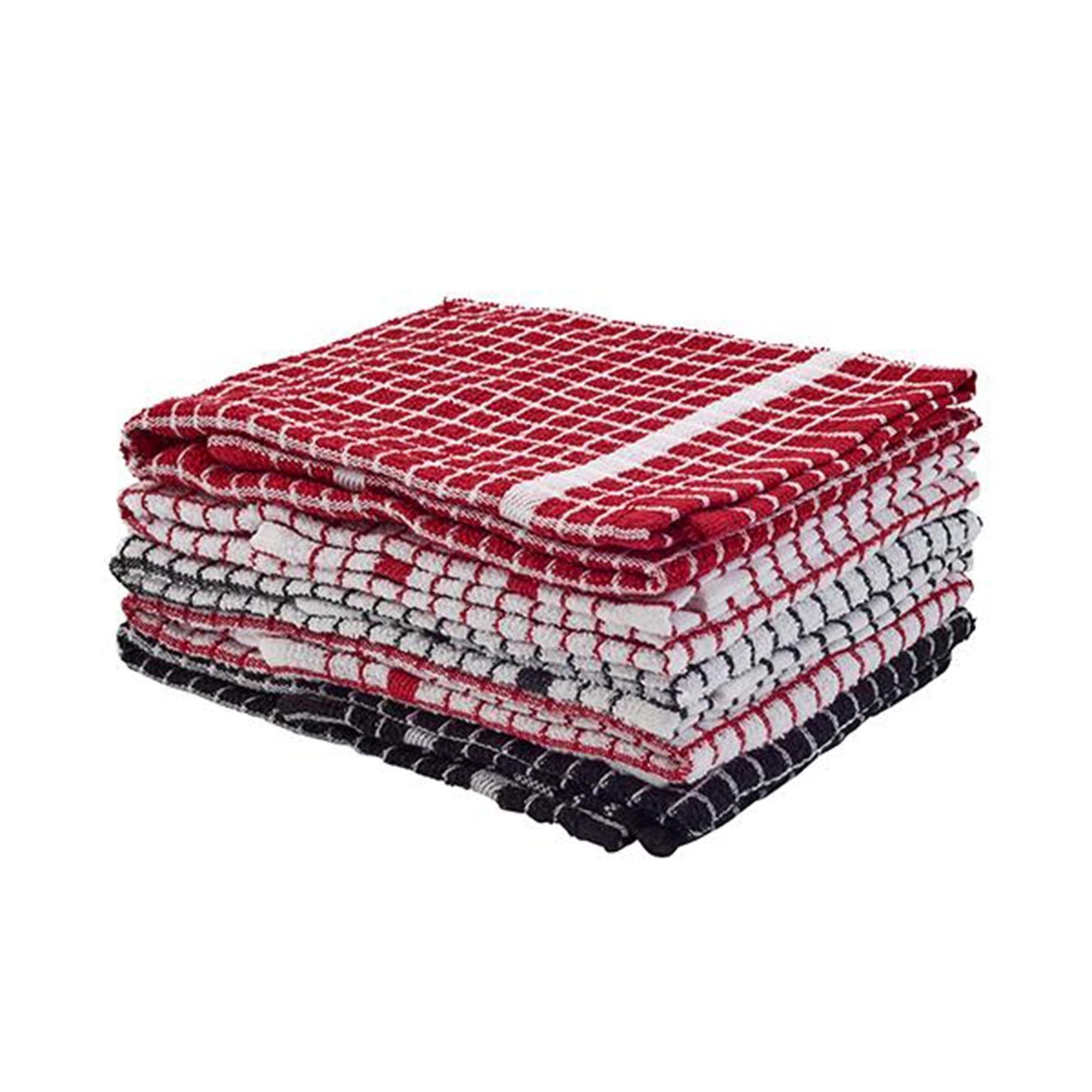 Sainsbury's Home Red &amp;amp; Black Mixed Terry Tea Towels 5pk