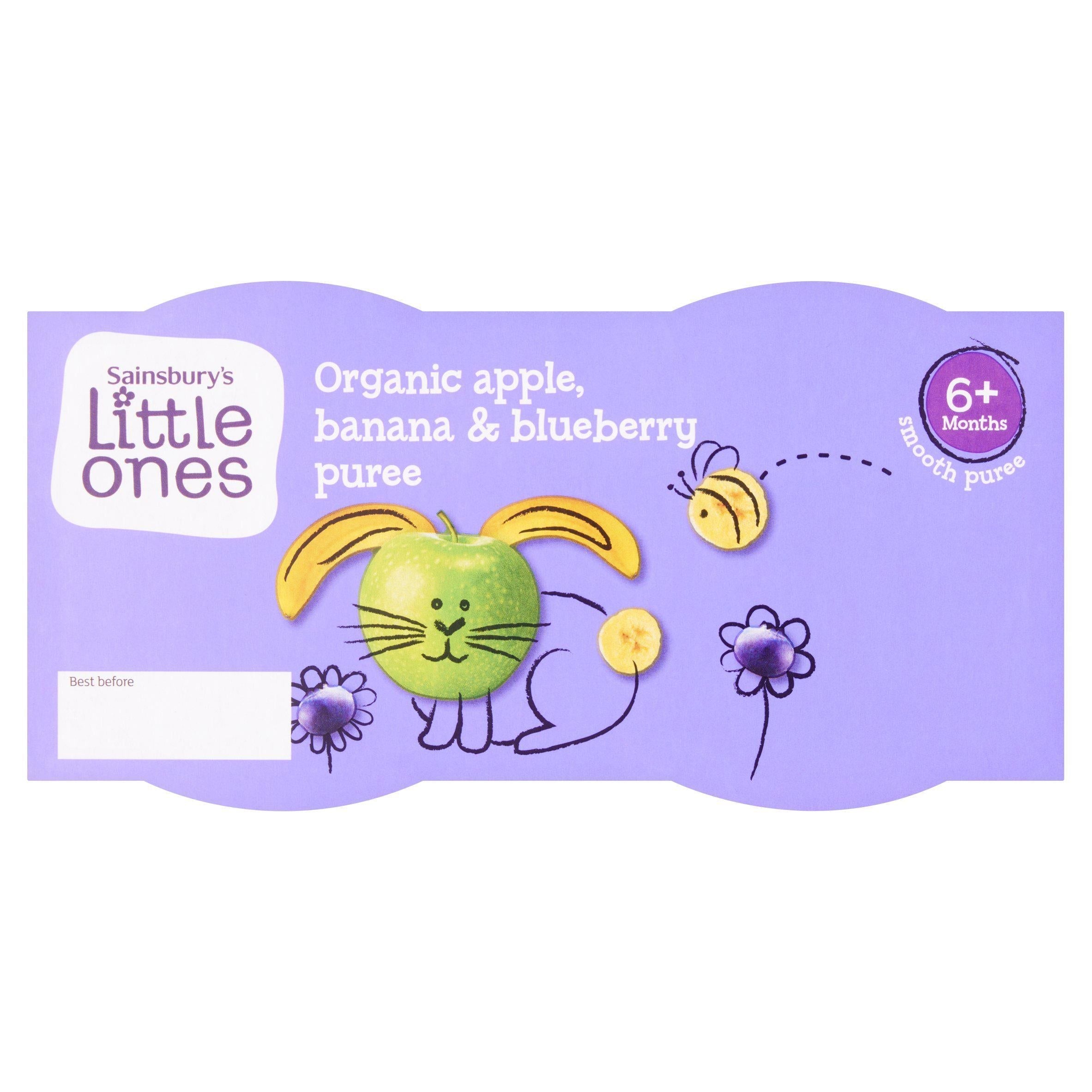Sainsbury's Little Ones Organic Apple Banana &amp;amp; Blueberry Pots 4x110g