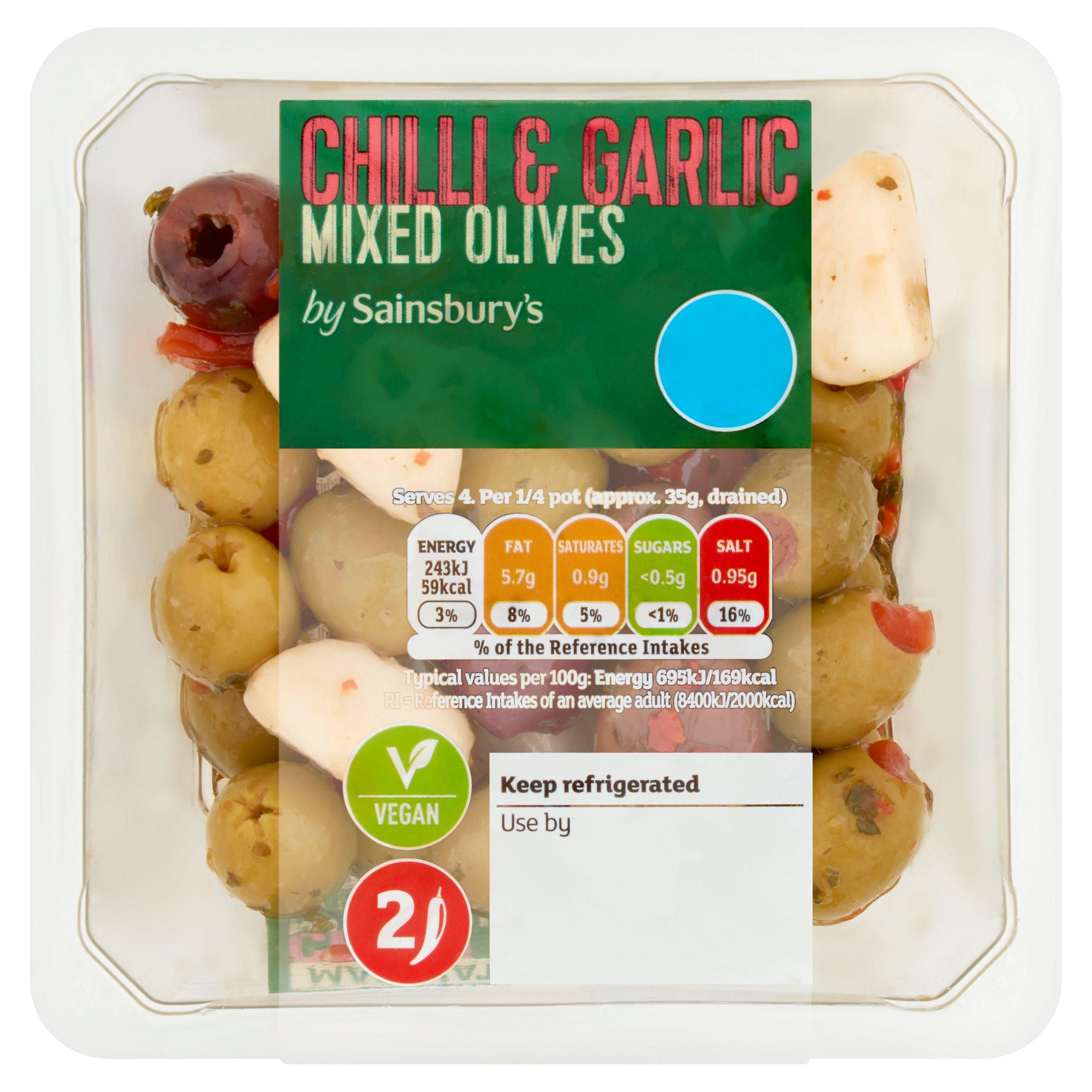Sainsbury's Marinated Chilli &amp;amp; Garlic Mixed Olives 160g