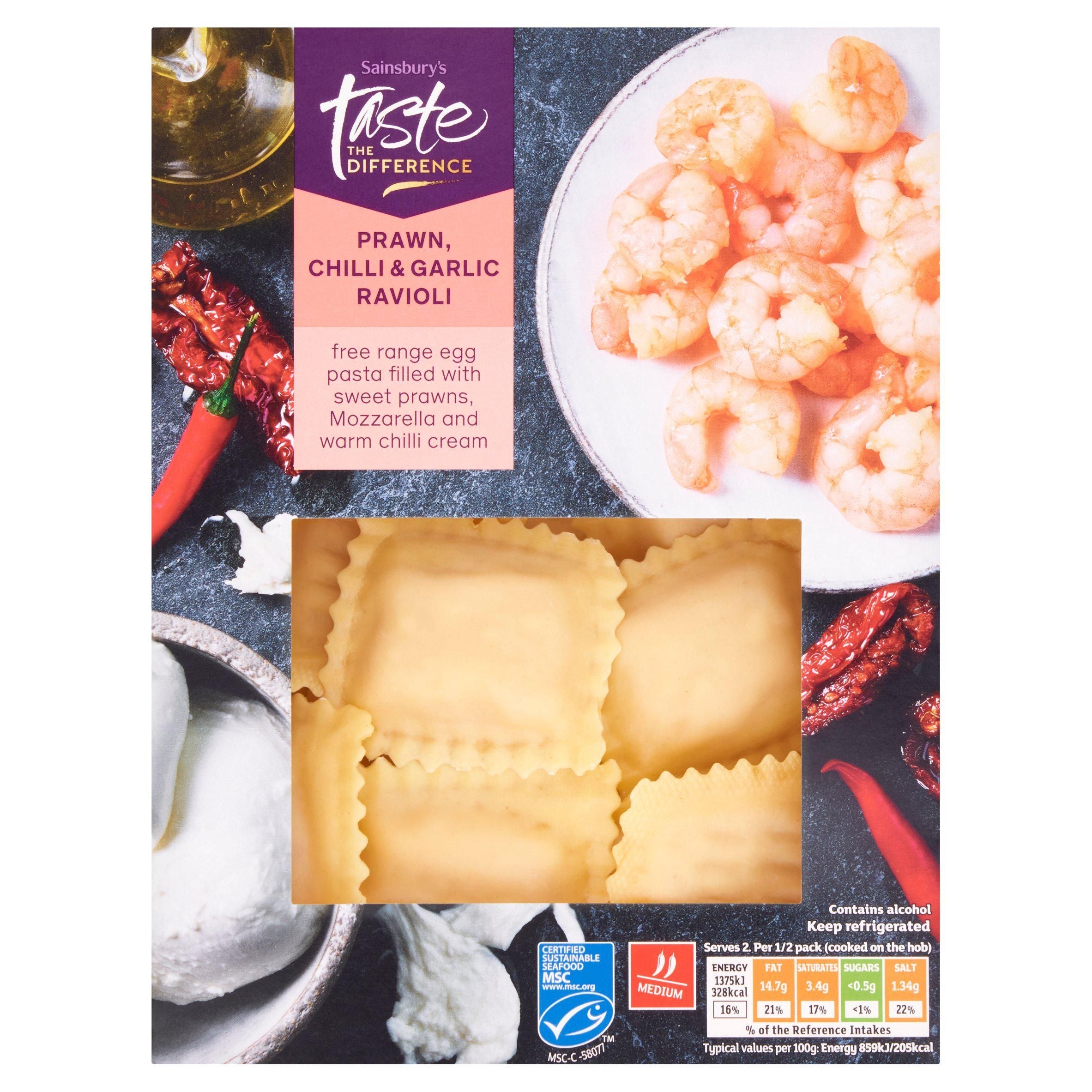 Sainsbury's Prawn, Chilli &amp;amp; Garlic Ravioli, Taste the Difference 250g