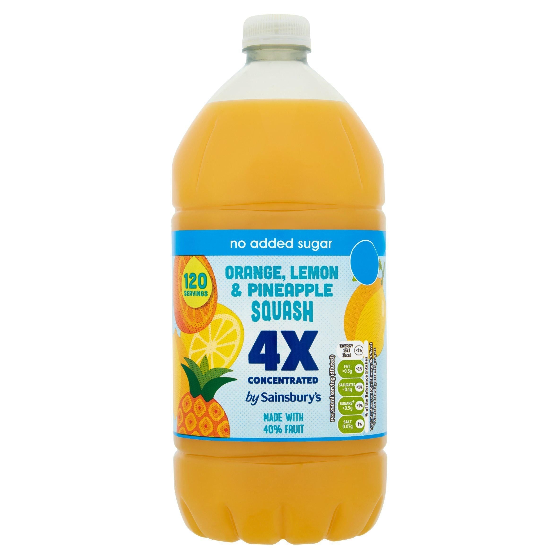 Sainsbury's Quadruple Strength Orange, Lemon &amp;amp; Pineapple Squash 1.5L