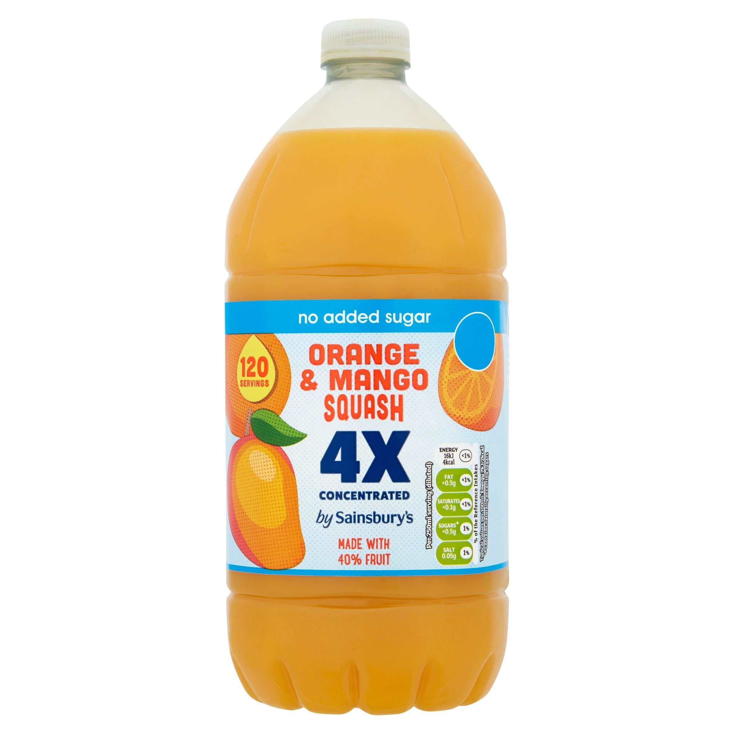 Sainsbury's Quadruple Strength Orange &amp;amp; Mango Squash 1.5L