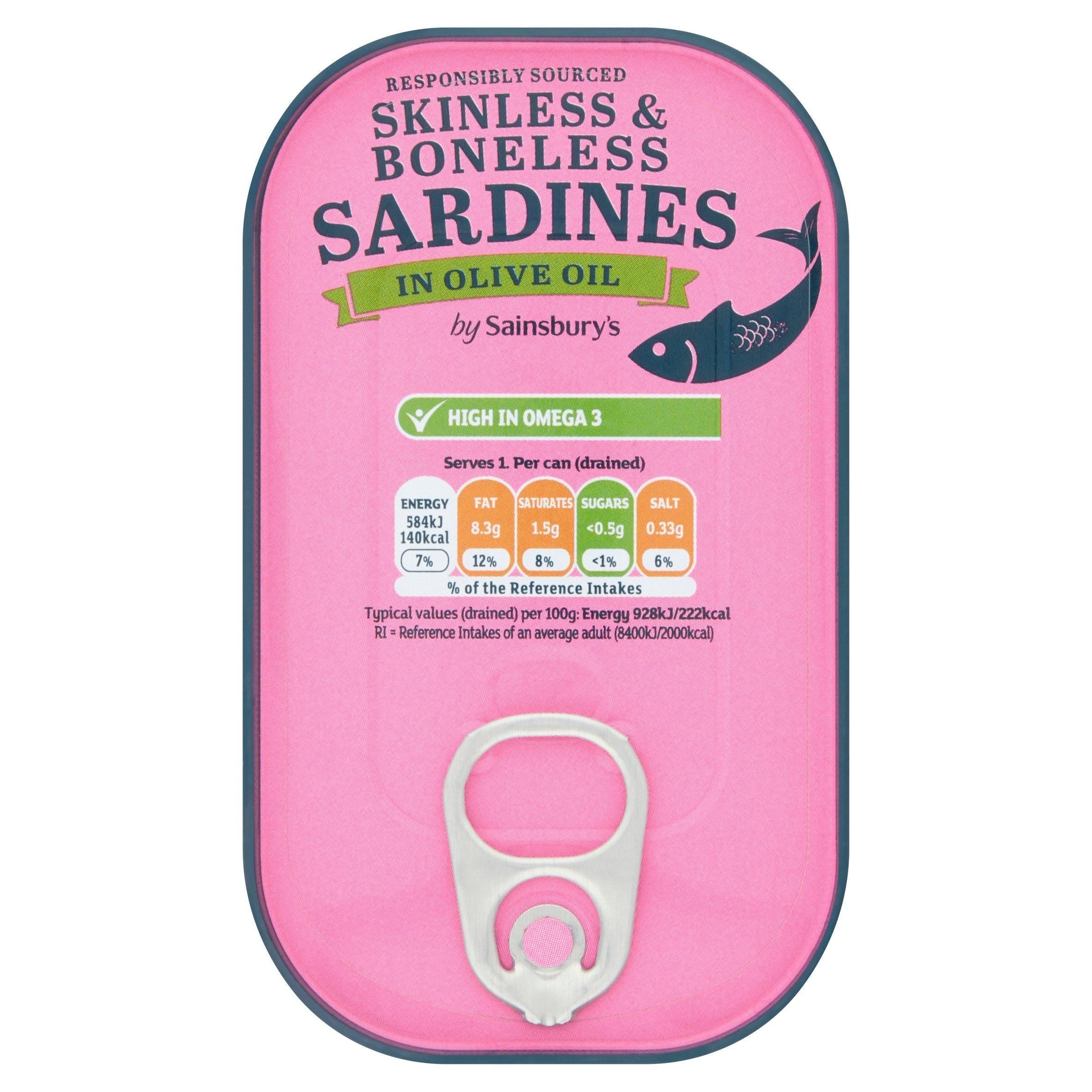 Sainsbury's Sardines Skinless &amp;amp; Boneless in Olive Oil 90g