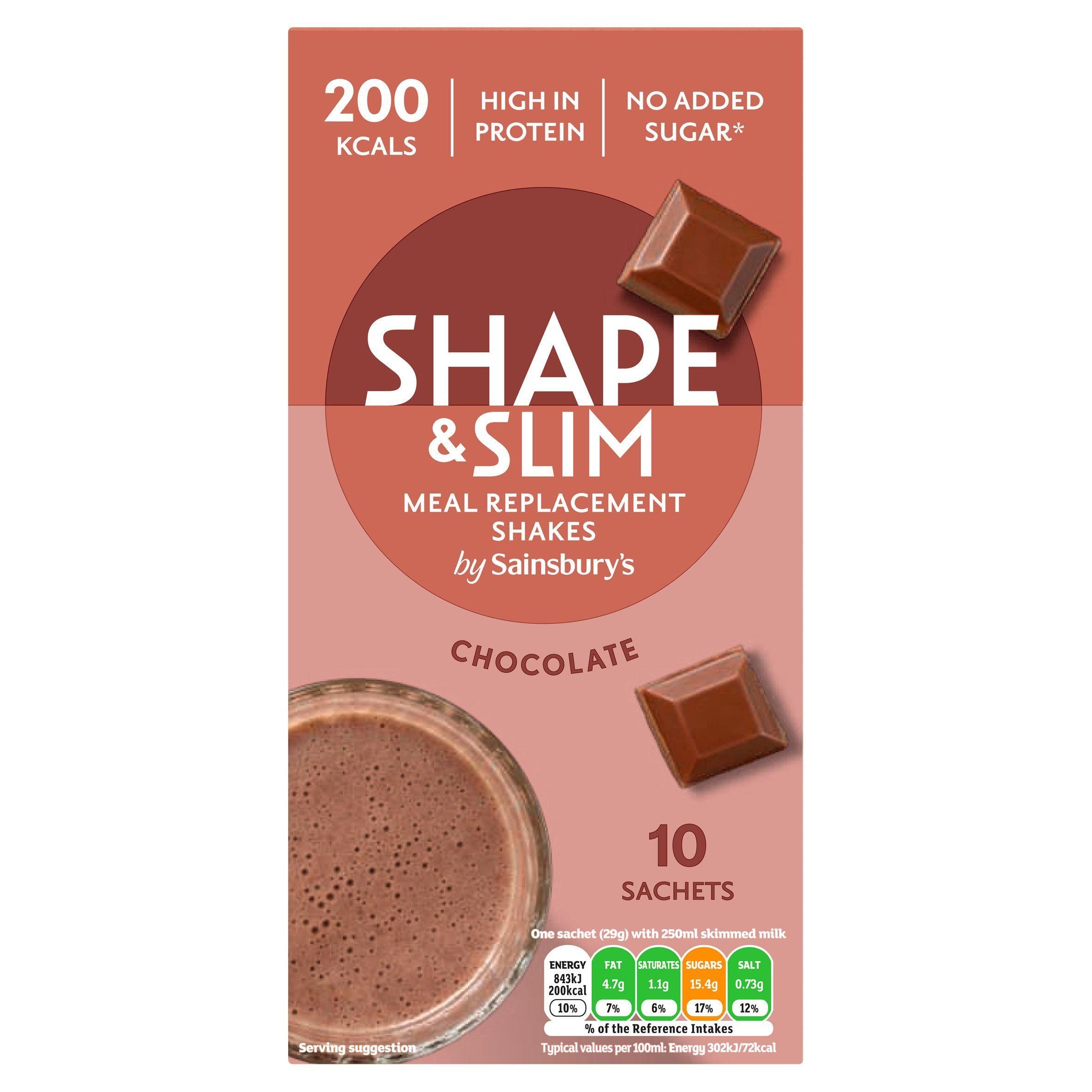 Sainsbury's Shape &amp;amp; Slim Meal Replacement Shakes Chocolate 10x 29g (290g)