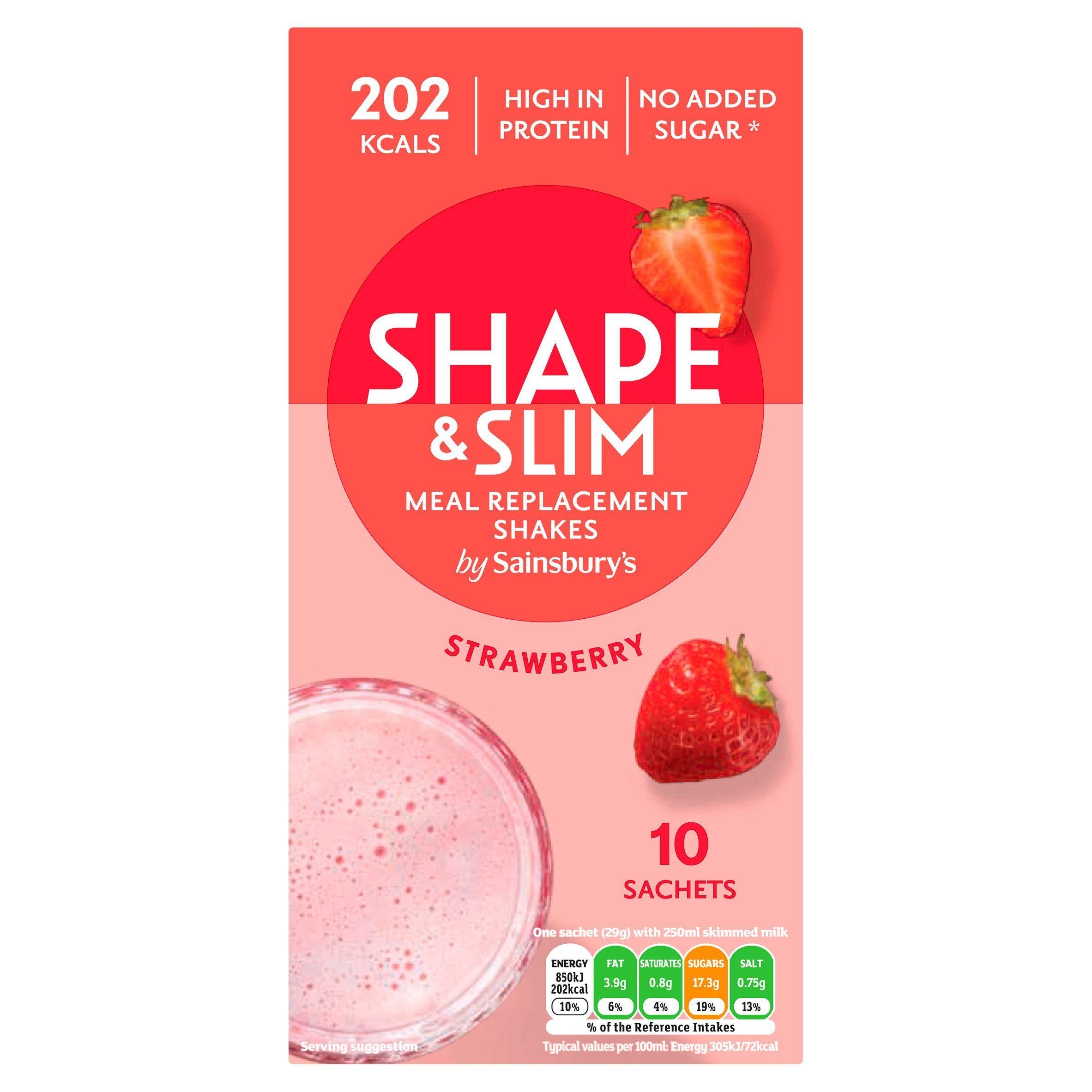 Sainsbury's Shape &amp;amp; Slim Meal Replacement Shakes Strawberry 10x 29g (290g)