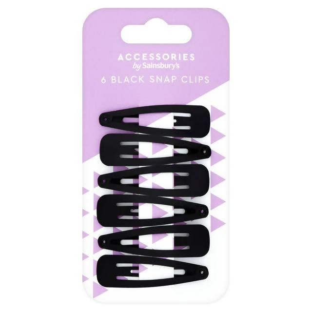 Sainsbury's Snap On Clips, Black x6