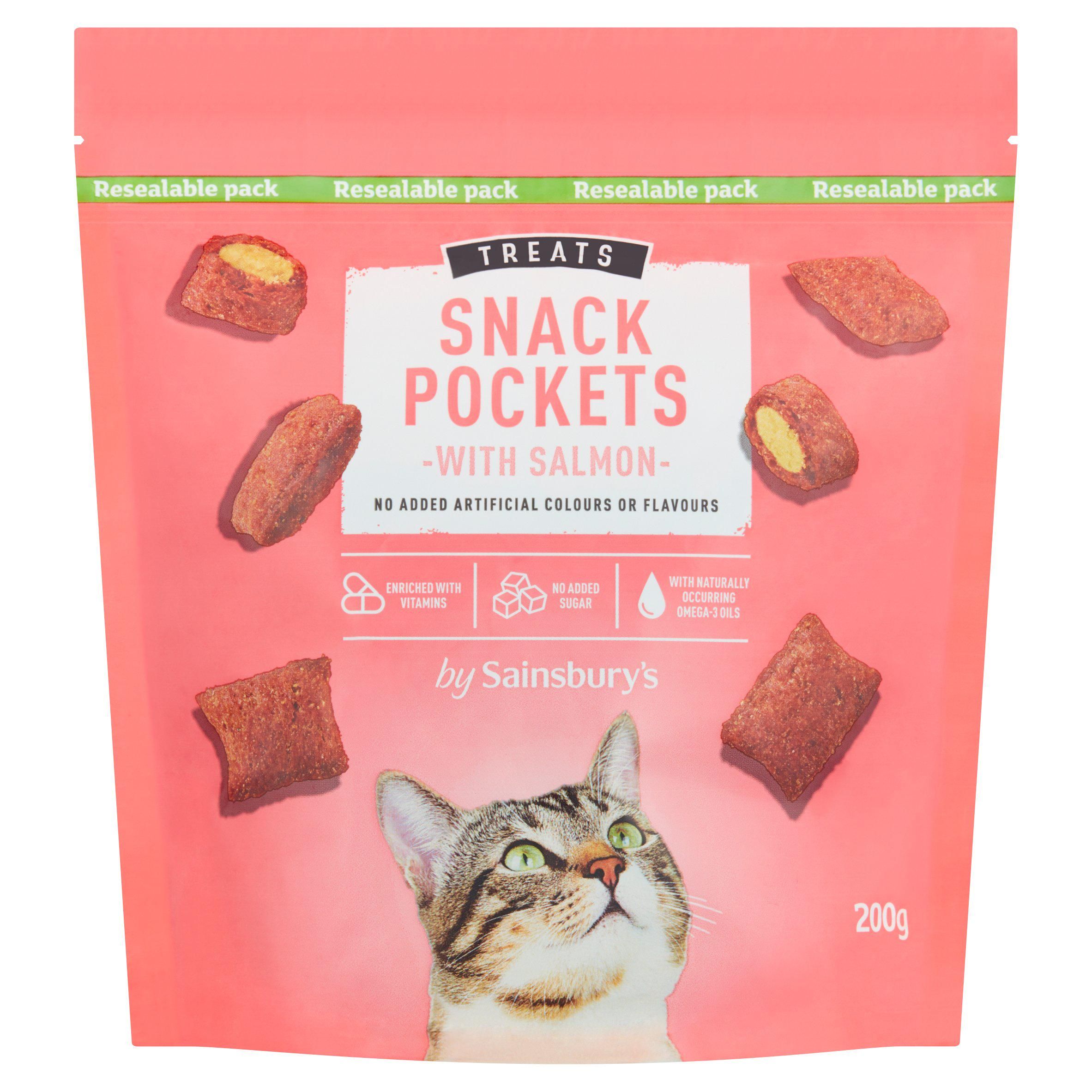 Sainsbury's Treats Cat Snack Pockets Salmon 200g