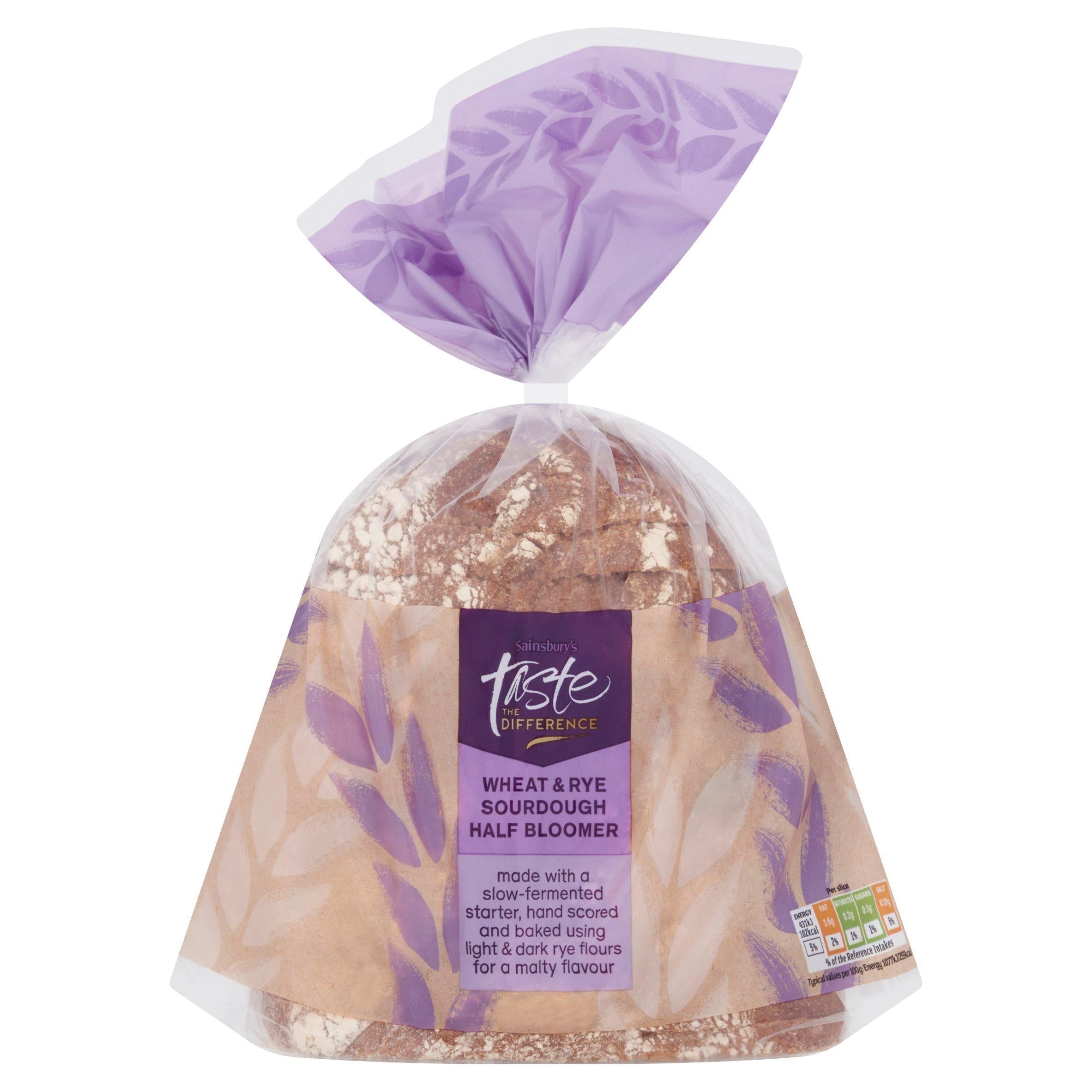 Sainsbury's Wheat &amp;amp; Rye Sourdough Half Bloomer Bread, Taste the Difference 400g
