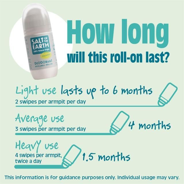 Salt of the Earth Unscented Natural Deodorant Refillable Roll-on   75ml