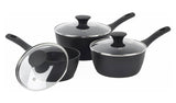 Salter Megastone 3 Piece Aluminium Pan Set - Black