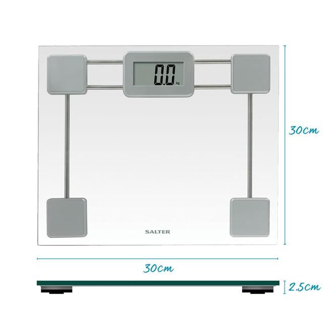 Salter Toughened Glass Compact Electronic Bathroom Scale - Silver
