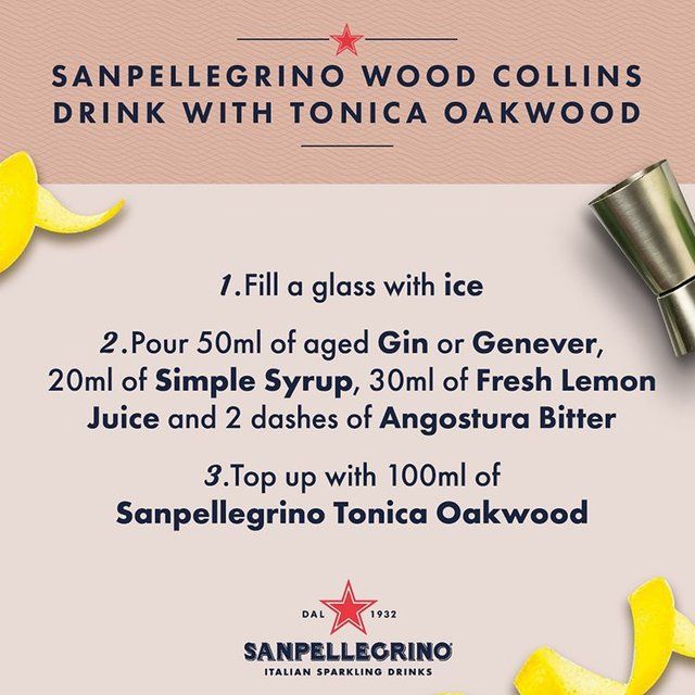 San Pellegrino Oakwood Tonic Water Glass   4 x 200ml
