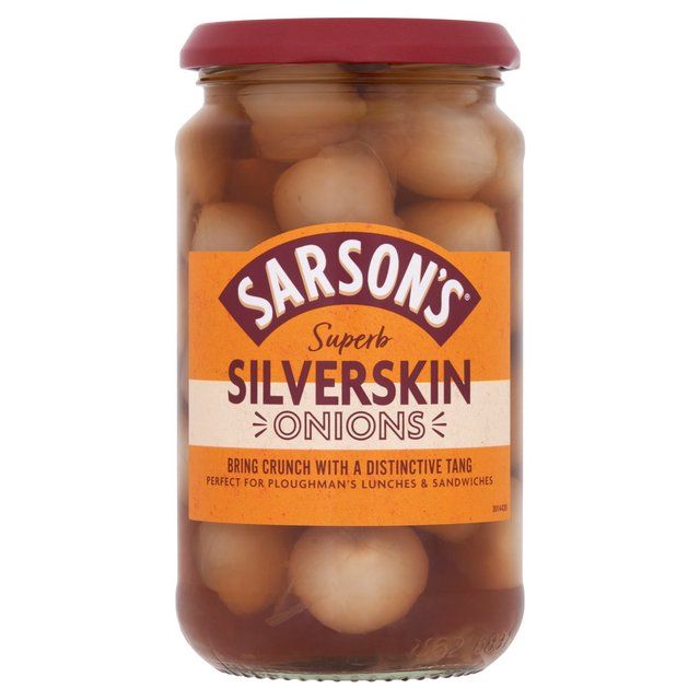 Sarson's Medium &amp;amp; Tangy Silverskin Onions   460g