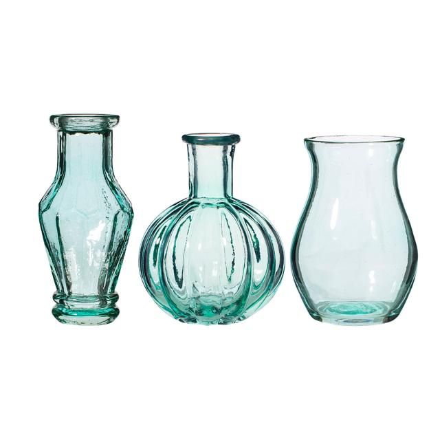 Sass &amp;amp; Belle Recycled Glass Vintage Bud Vase Pale Blue Set 3   3 per pack