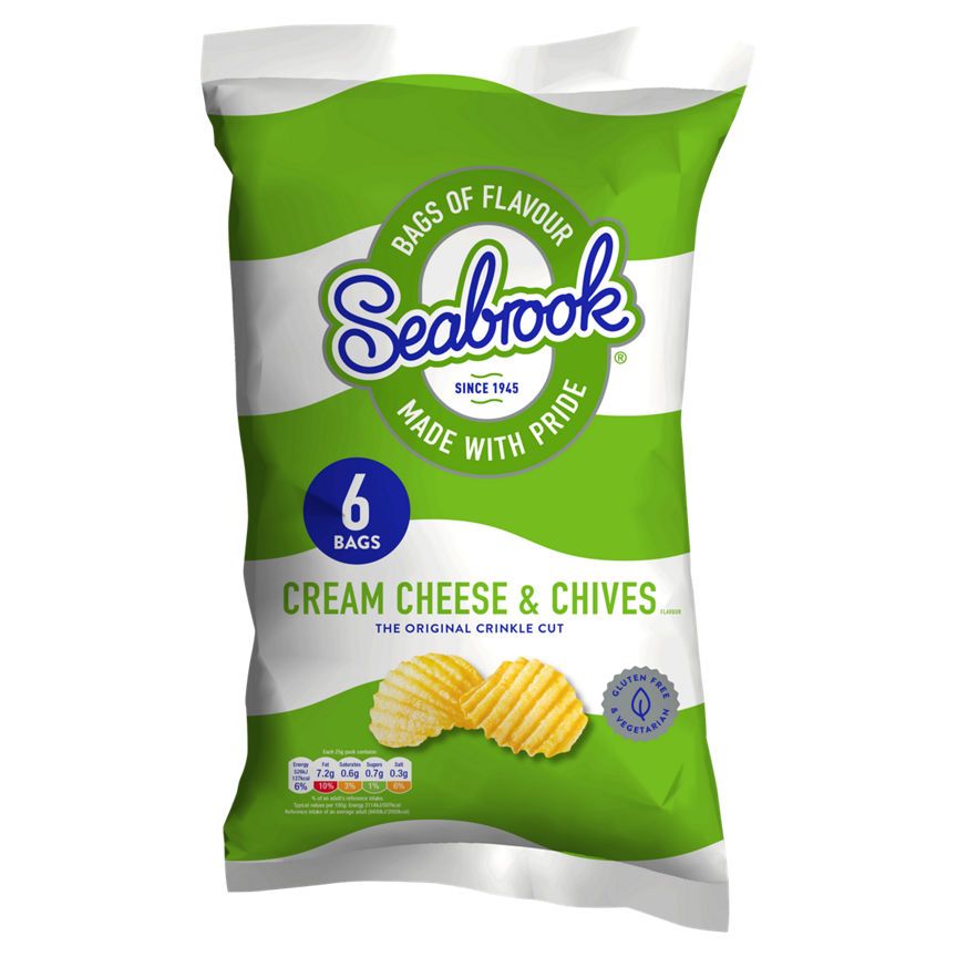 Seabrook Crinkle Cut Cream Cheese &amp;amp; Chives Multipack Crisps
