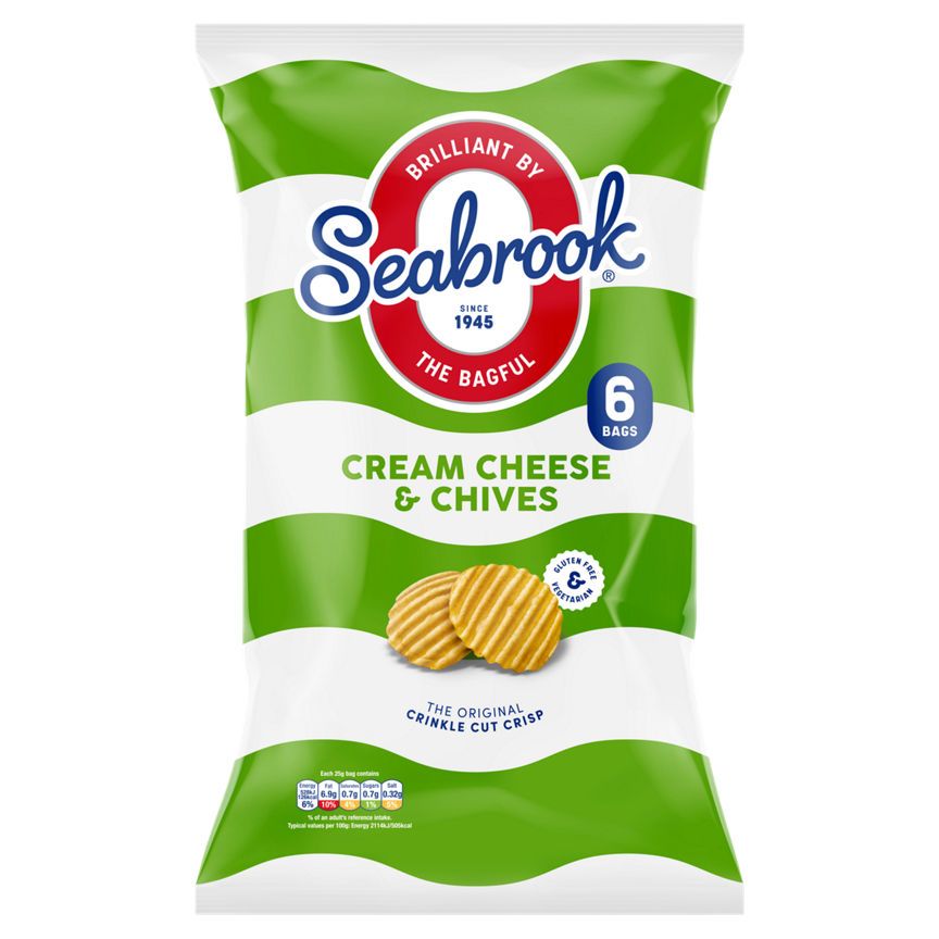 Seabrook Crinkle Cut Cream Cheese &amp;amp; Chives Multipack Crisps