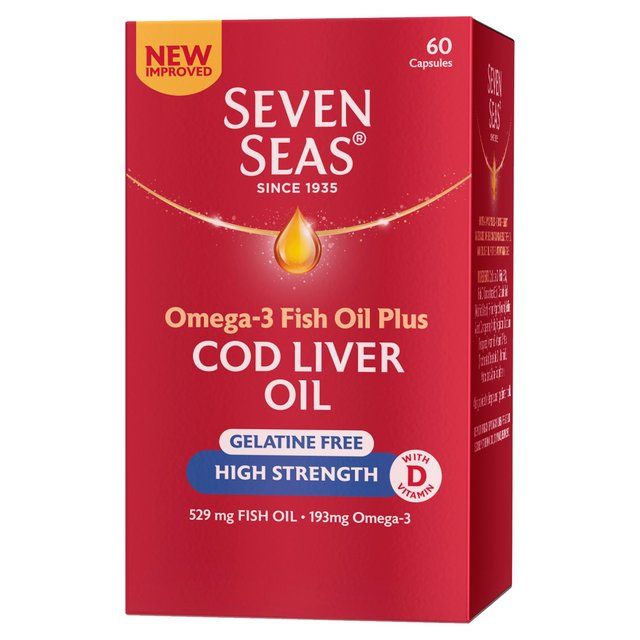 Seven Seas Cod Liver Oil High Strength Gelatine Free Omega-3 Caps   60 per pack