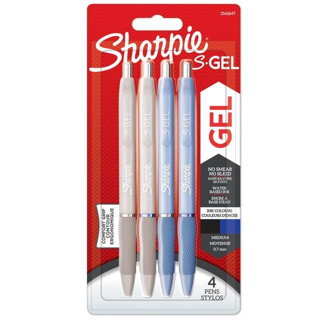 Sharpie S-Gel Gel Pens 0.7mm Black &amp;amp; Blue   4 per pack