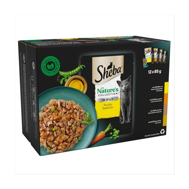 Sheba Adult Wet Cat Pouches Natures Collection Poultry in Jelly   12 x 85g