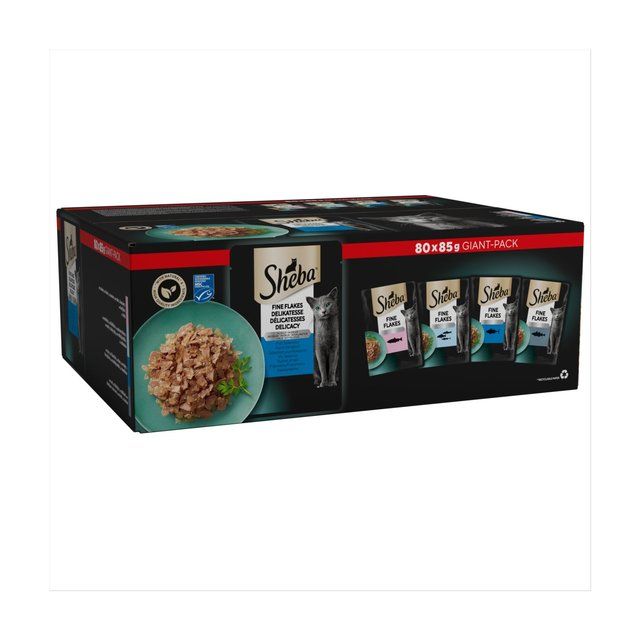 Sheba Fine Flakes Cat Food Pouches MSC Fish in Jelly Giant Pack    80 x 85g