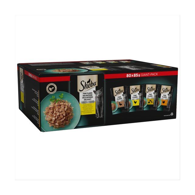 Sheba Fine Flakes Cat Food Pouches Poultry in Jelly Giant Pack    80 x 85g