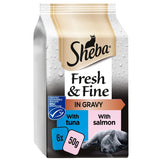 Sheba Fresh &amp;amp; Fine Wet Cat Food Pouches Salmon &amp;amp; Tuna in Gravy