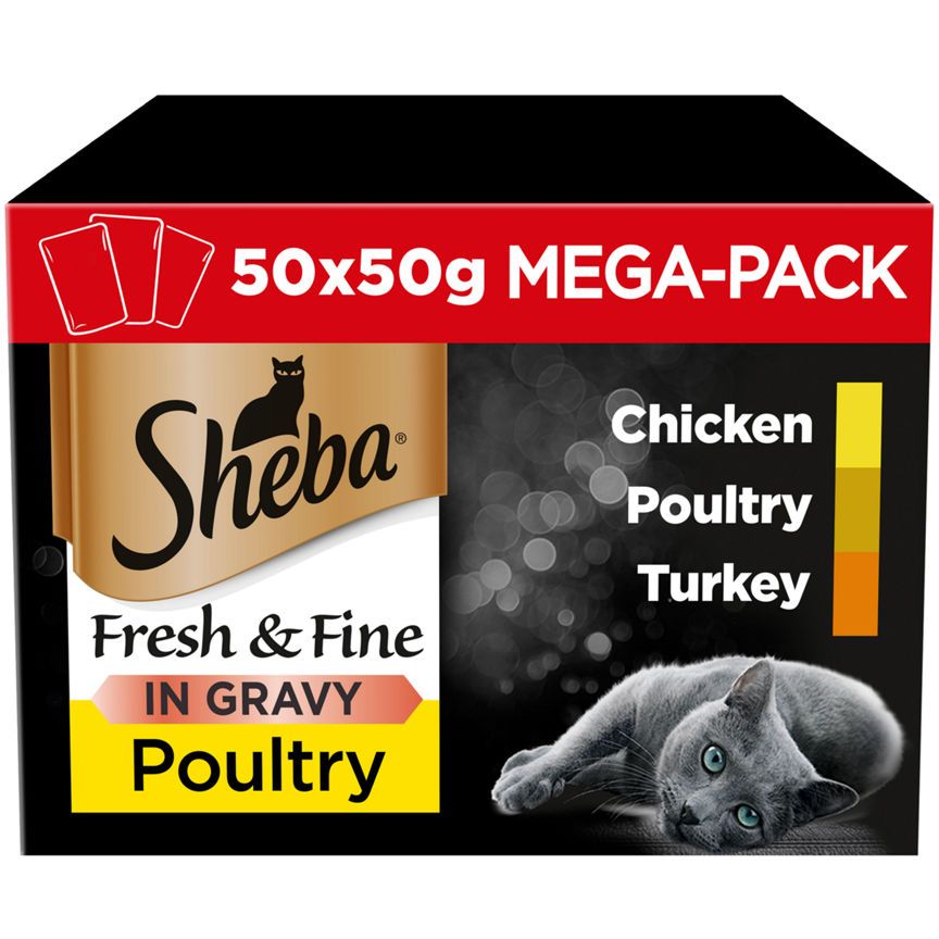 Sheba Sheba Fresh &amp;amp; Fine Wet Cat Food Pouches Poultry in Gravy Mega Pack