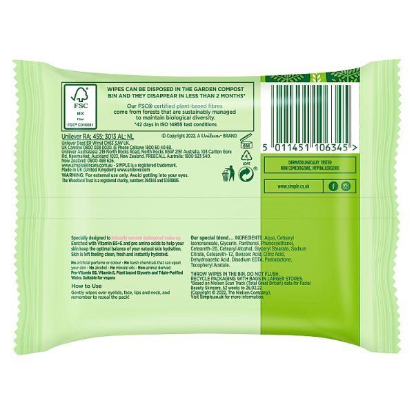 Simple Kind to Skin Cleansing Facial Wipes 7 wipes