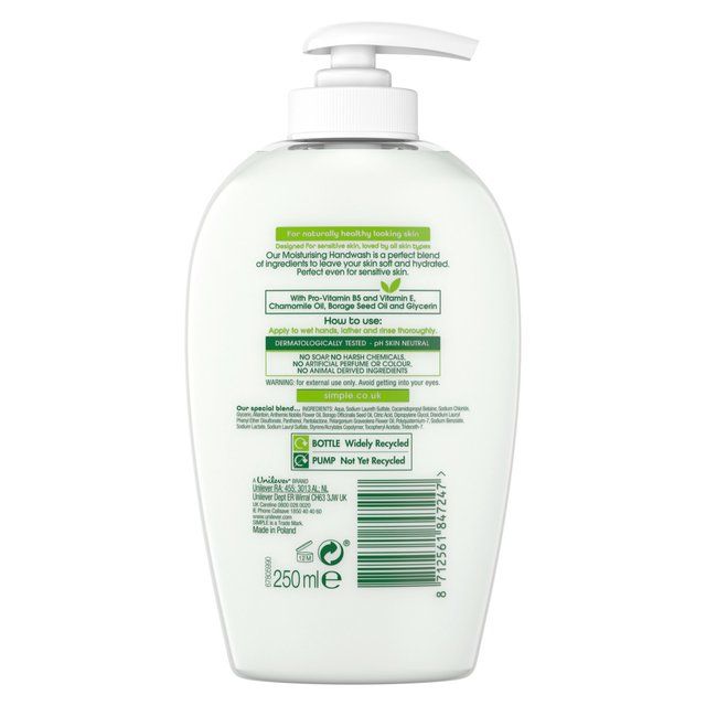 Simple Moisturising Hand Wash   250ml