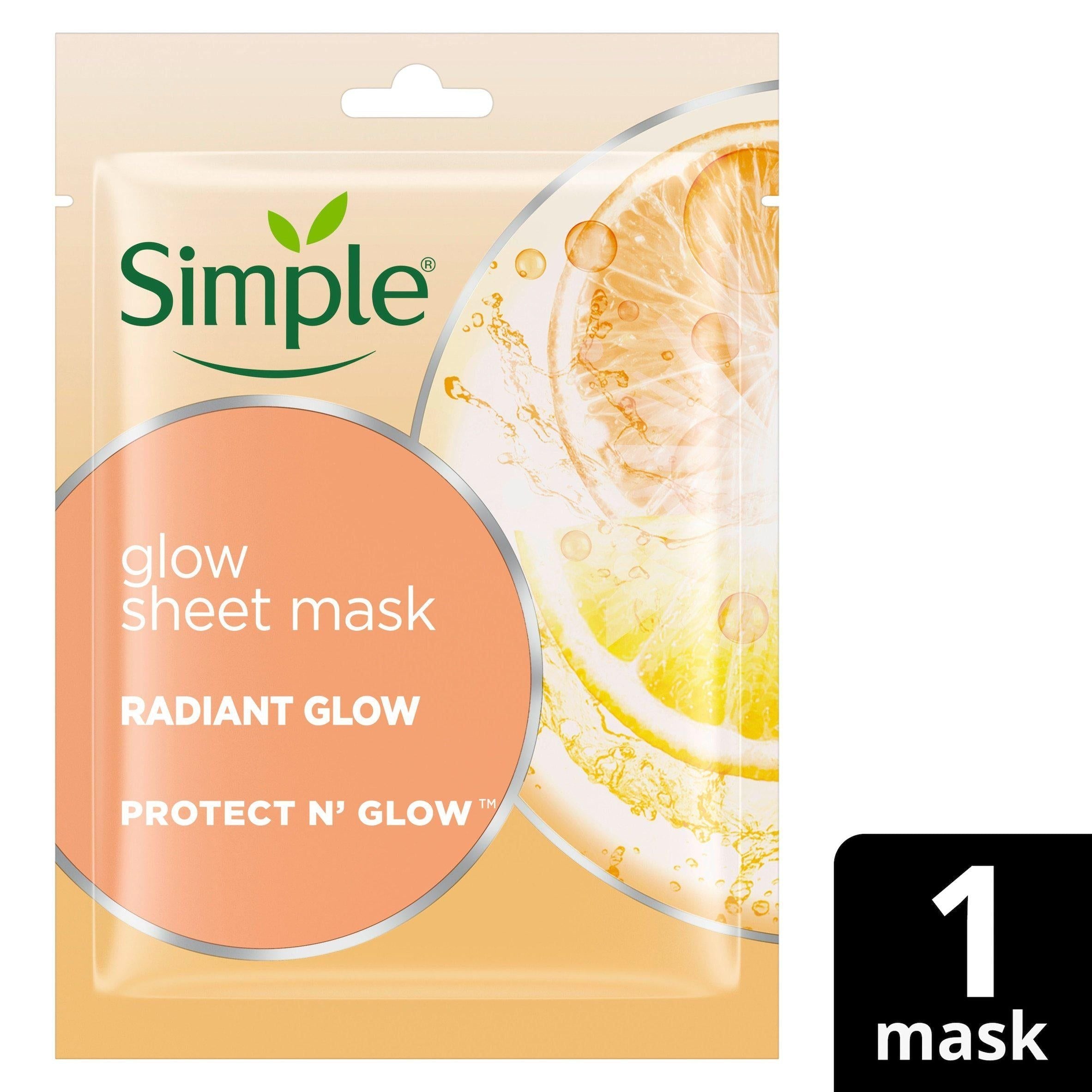 Simple Protect 'N' Glow Radiance Boosting Face Sheet Mask x1