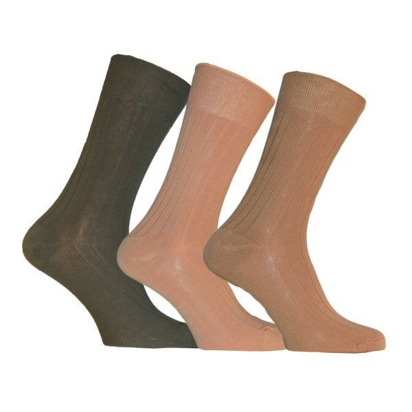 Simply s Mens Egyptian Cotton Socks (Pack Of 3) (12.5-14.5) Shades Of Beige / 0.20EA