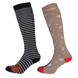 Simply s Womens Dogs Welly Socks (Pack Of 2) (UK 4-7) Charcoal/Beige / 0.05EA