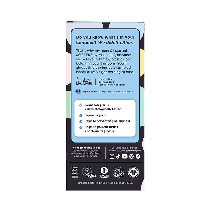 &SISTERS by Mooncup Organic Cotton Tampons with Eco Applicator - Heavy 12 Pack - McGrocer